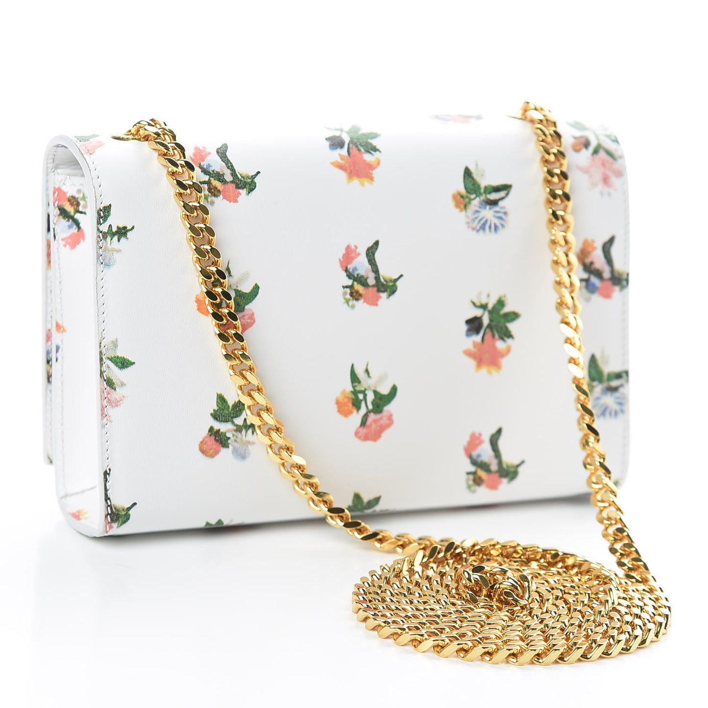 Calfskin Prairie Flower Printed Small Classic Monogram Kate Satchel White