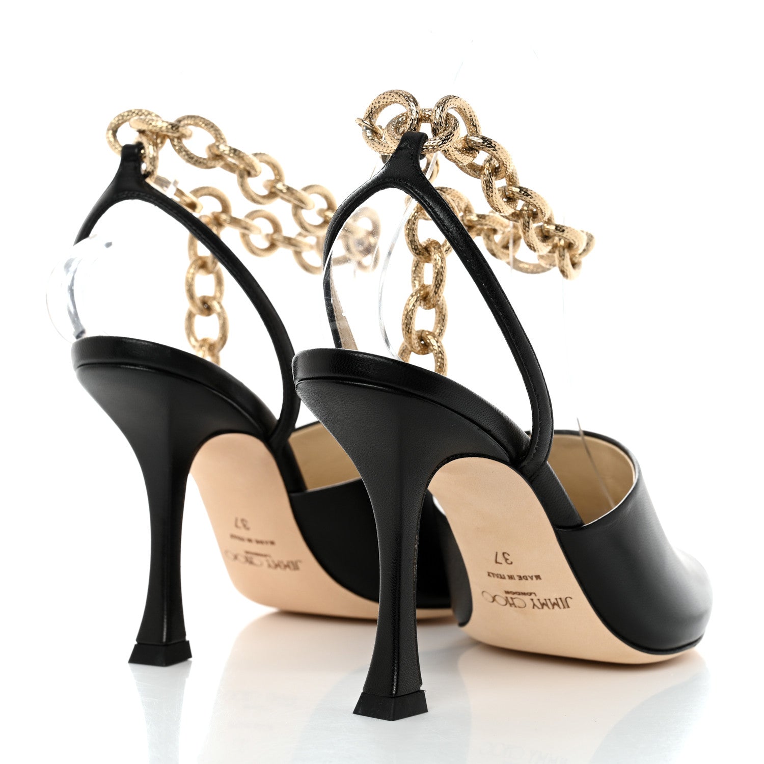 Jimmy Choo Nappa Sae 90 Chain Sandals 37 Black 4 of 9