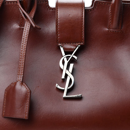 Saint Laurent Calfskin Studded Woven Baby Monogram Downtown Cabas Brown 17 of 17