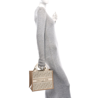 Christian Dior Oblique Chambray Calfskin Small Book Tote With Strap Gold Natural 2 of 10