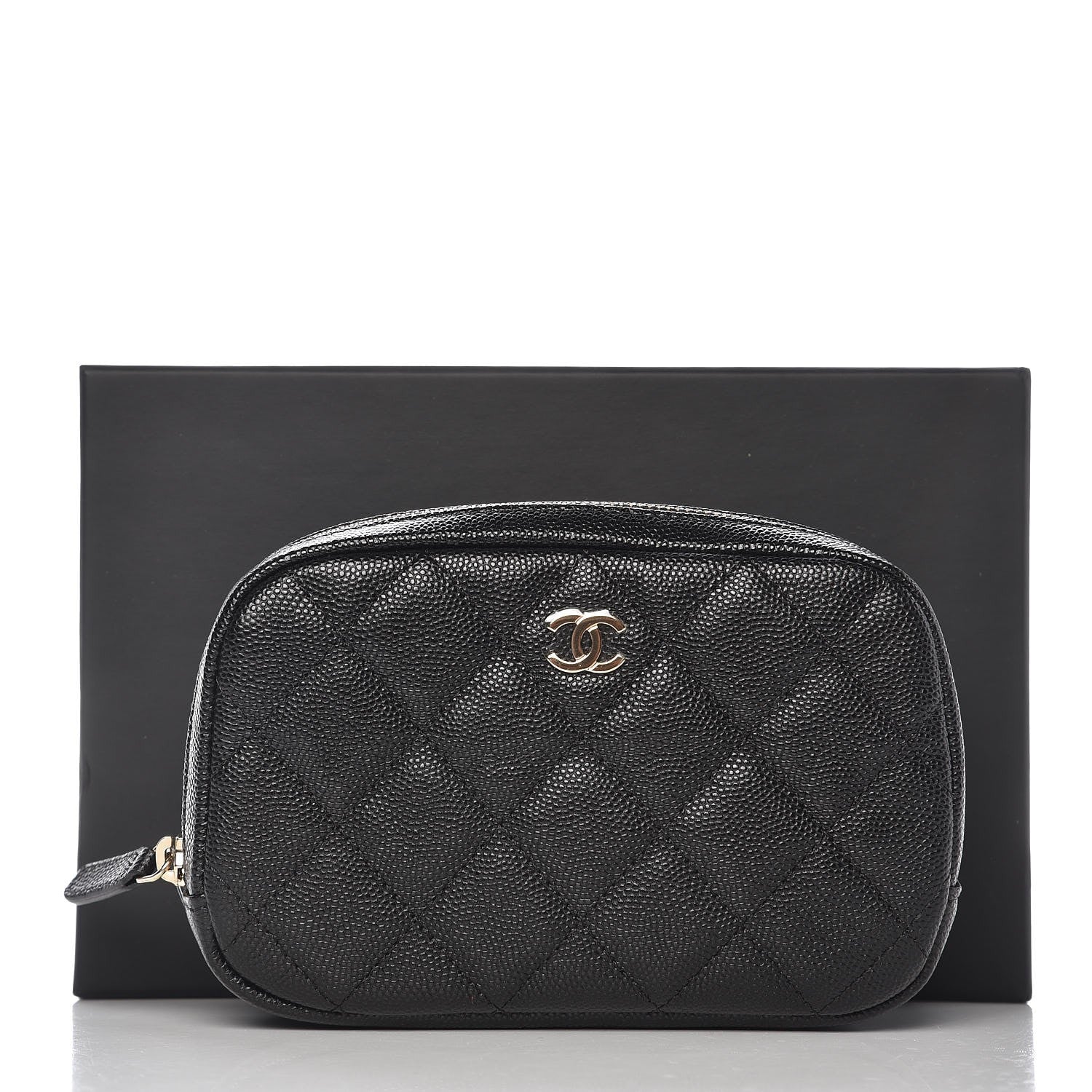 Chanel Caviar Quilted Small Curvy Pouch Cosmetic Case Black 8 of 16