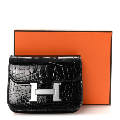 Hermes Shiny Alligator Constance Slim Wallet Black 8 of 8