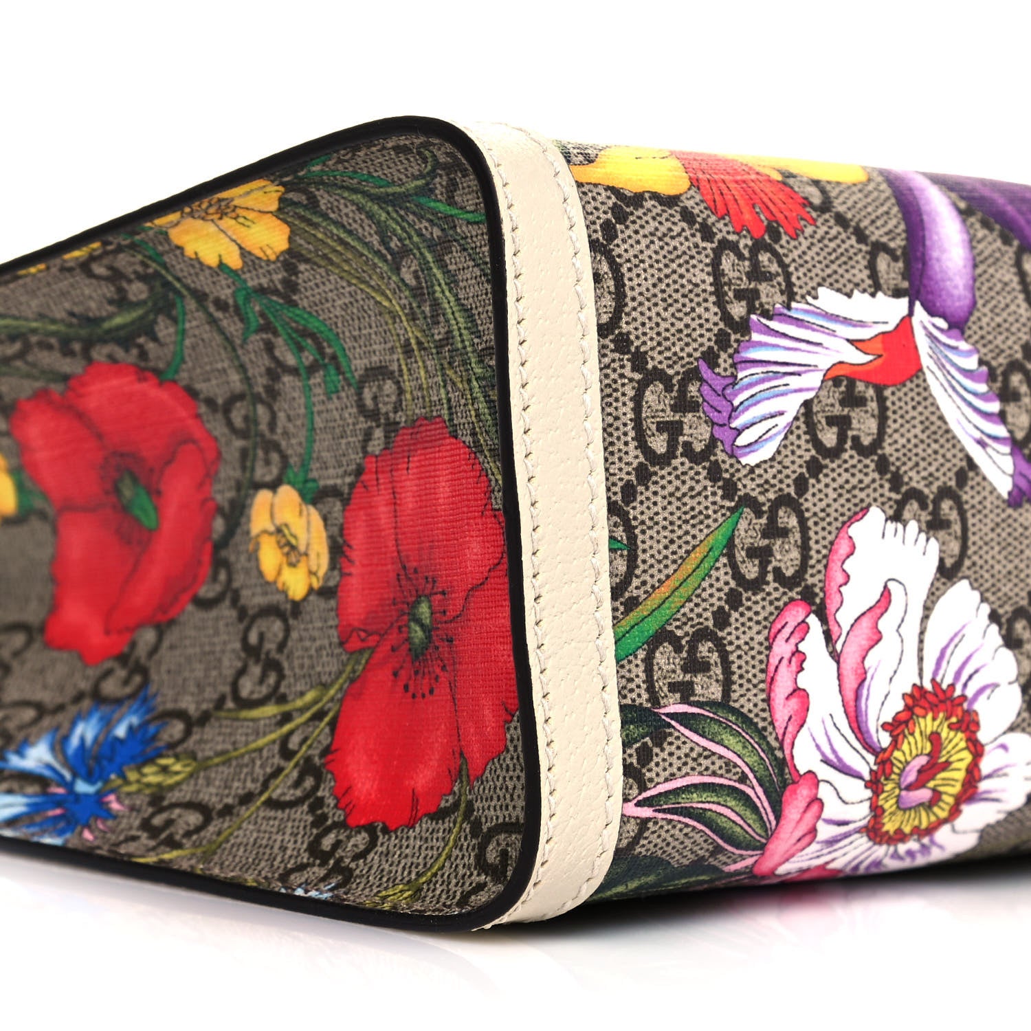 Gucci GG Supreme Monogram Flora Textured Calfskin Small Padlock Tote Beige Ebony Multicolor Mystic White 9 of 10