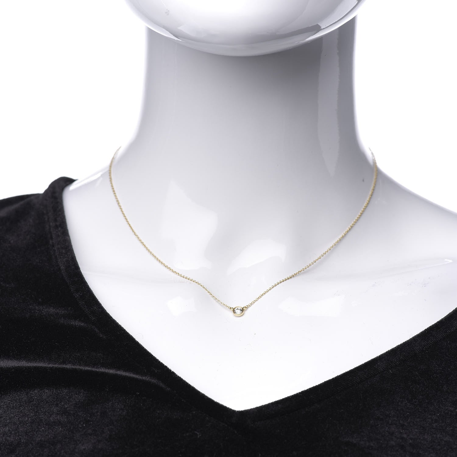 Tiffany 18K Yellow Gold Diamond .21ct Elsa Peretti Diamonds by the Yard Pendant Necklace 2 of 9