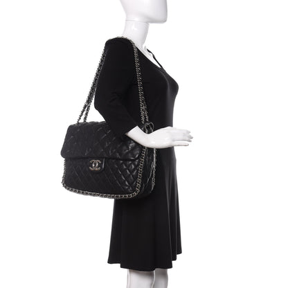 Chanel Washed Lambskin Quilted Maxi Chain Around Flap Black 2 of 10