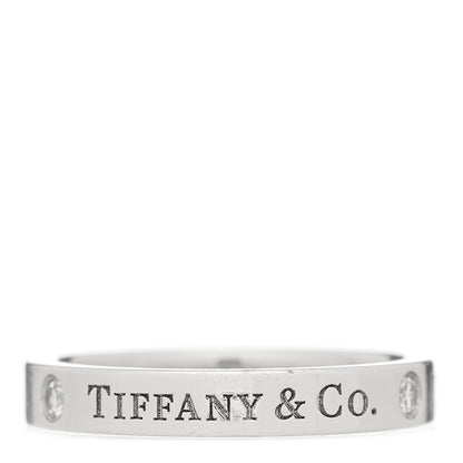 Tiffany Platinum Diamond Logo Band Ring 49 5 3 of 4