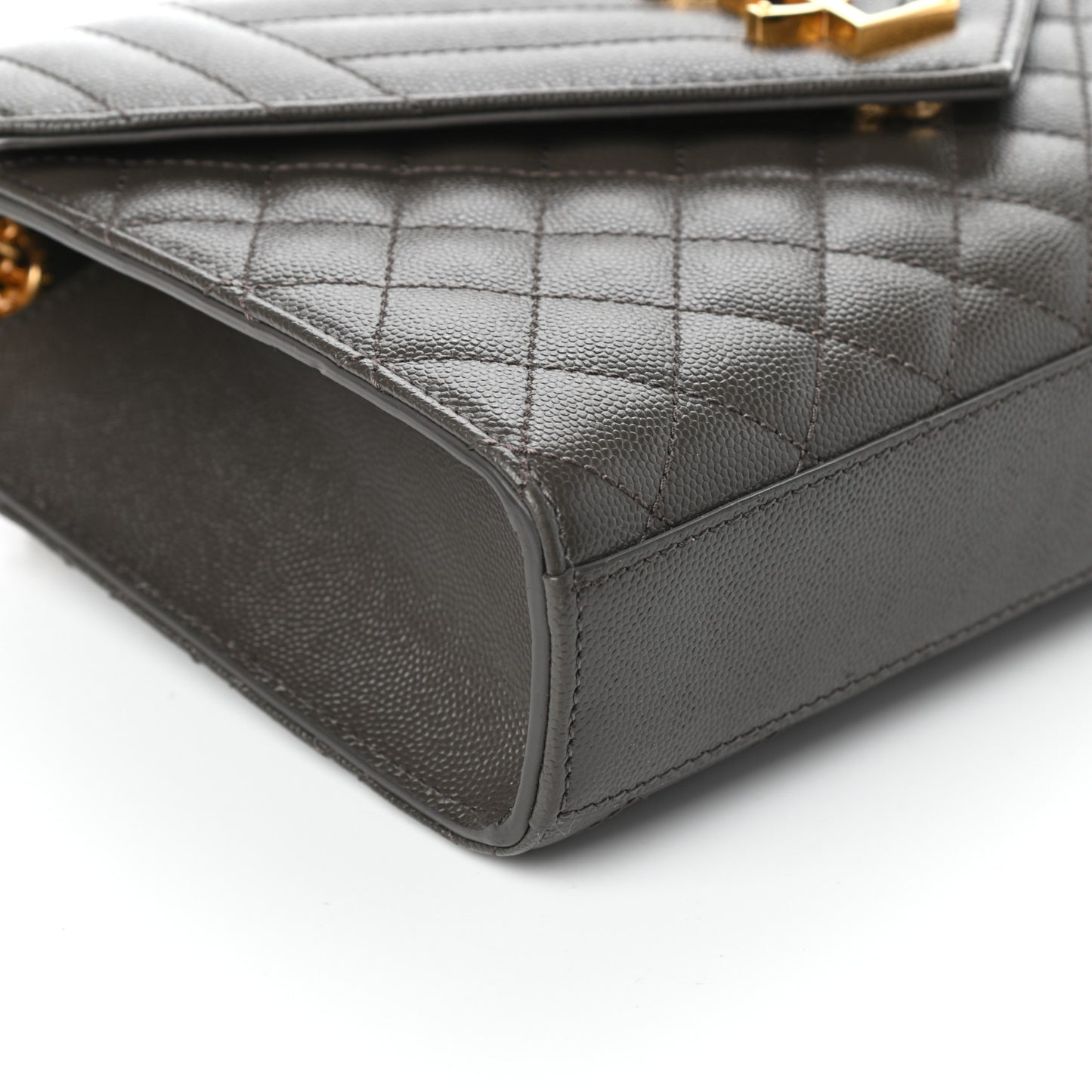Grain De Poudre Textured Mixed Matelasse Medium Triquilt Monogram Satchel Earth