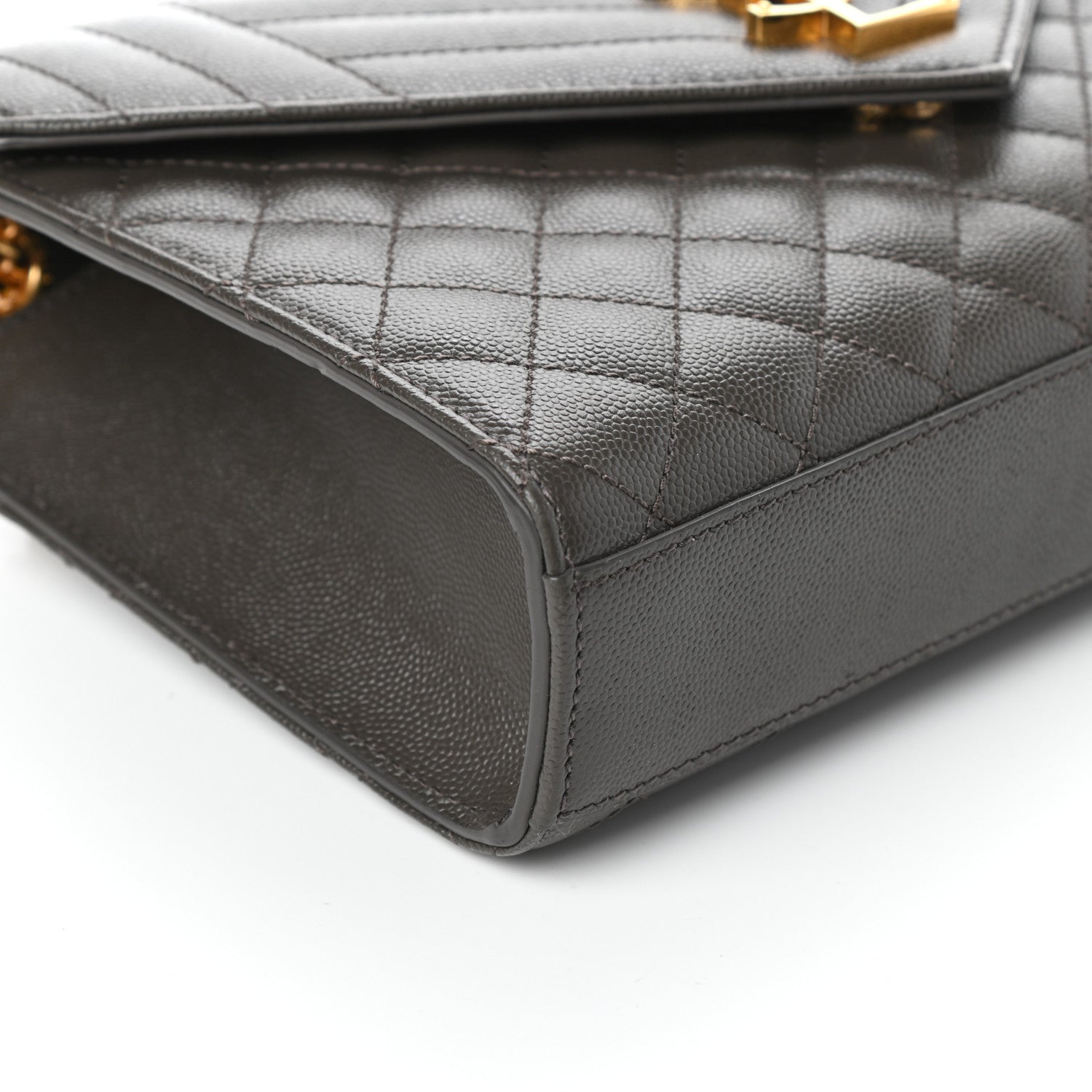 Saint Laurent Grain De Poudre Textured Mixed Matelasse Medium Triquilt Monogram Satchel Earth 8 of 9