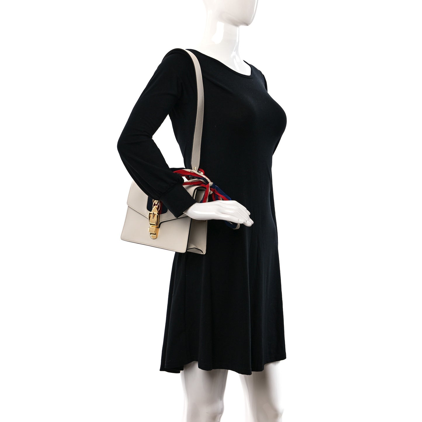 Calfskin Small Sylvie Shoulder Bag Off White