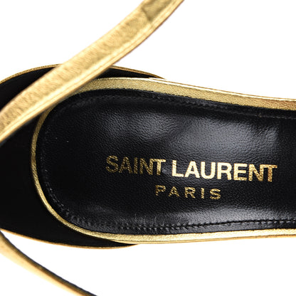 Saint Laurent Metallic Calfskin Metallic Charlotte 55 Sandals 38 Gold 7 of 12