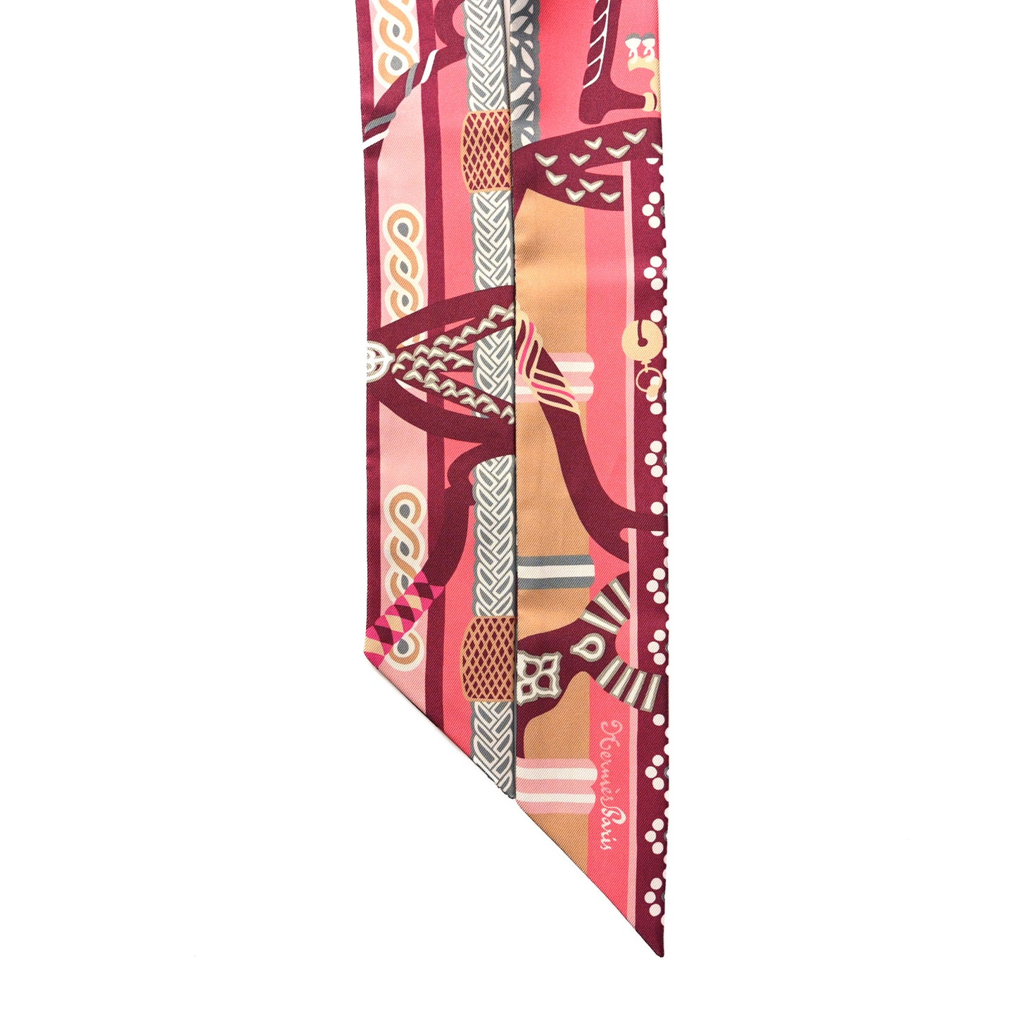 Silk Fantaisie D' Etriers Twilly Rose Vif Prune Beige