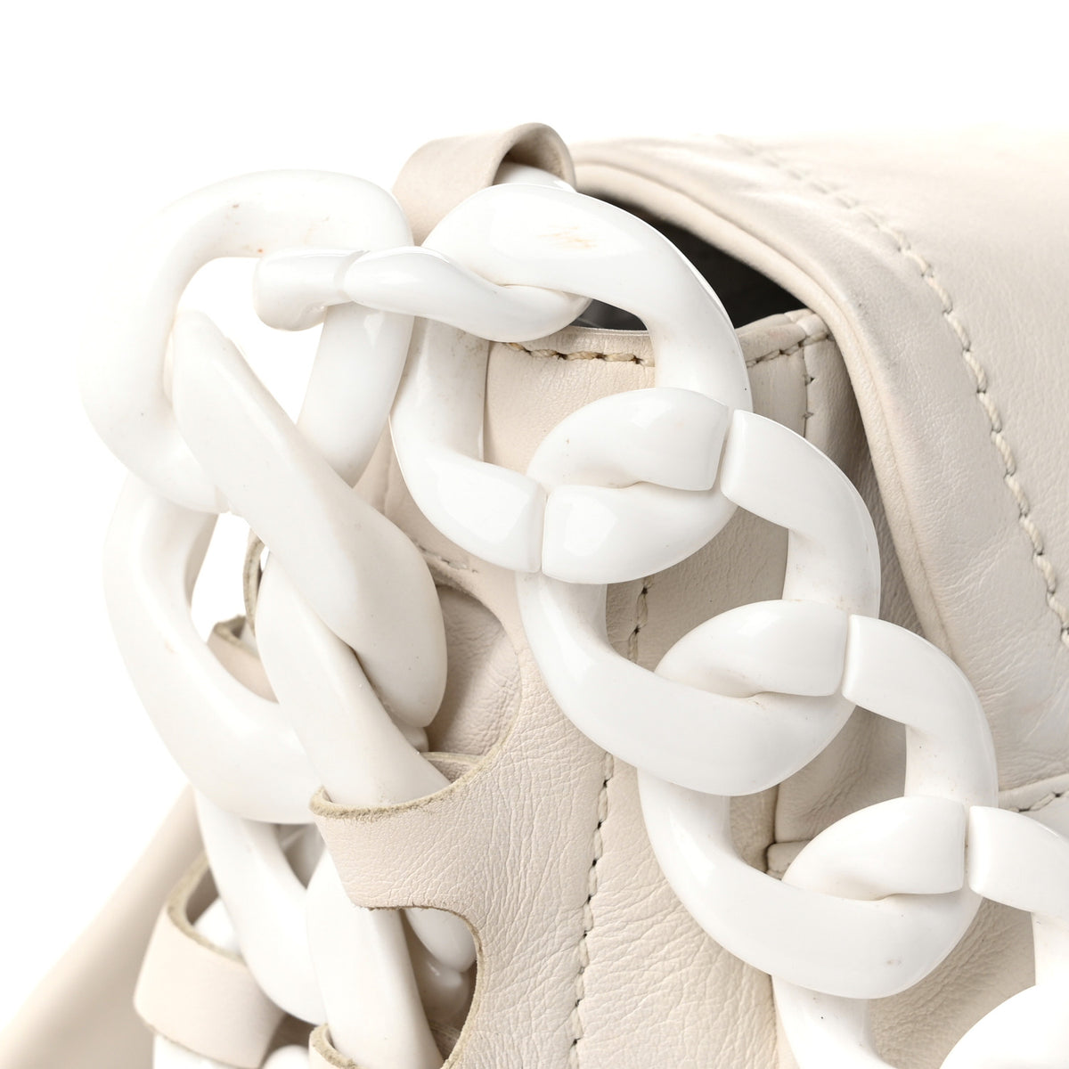 Calfskin Modern Chain Rhodoid Flap White
