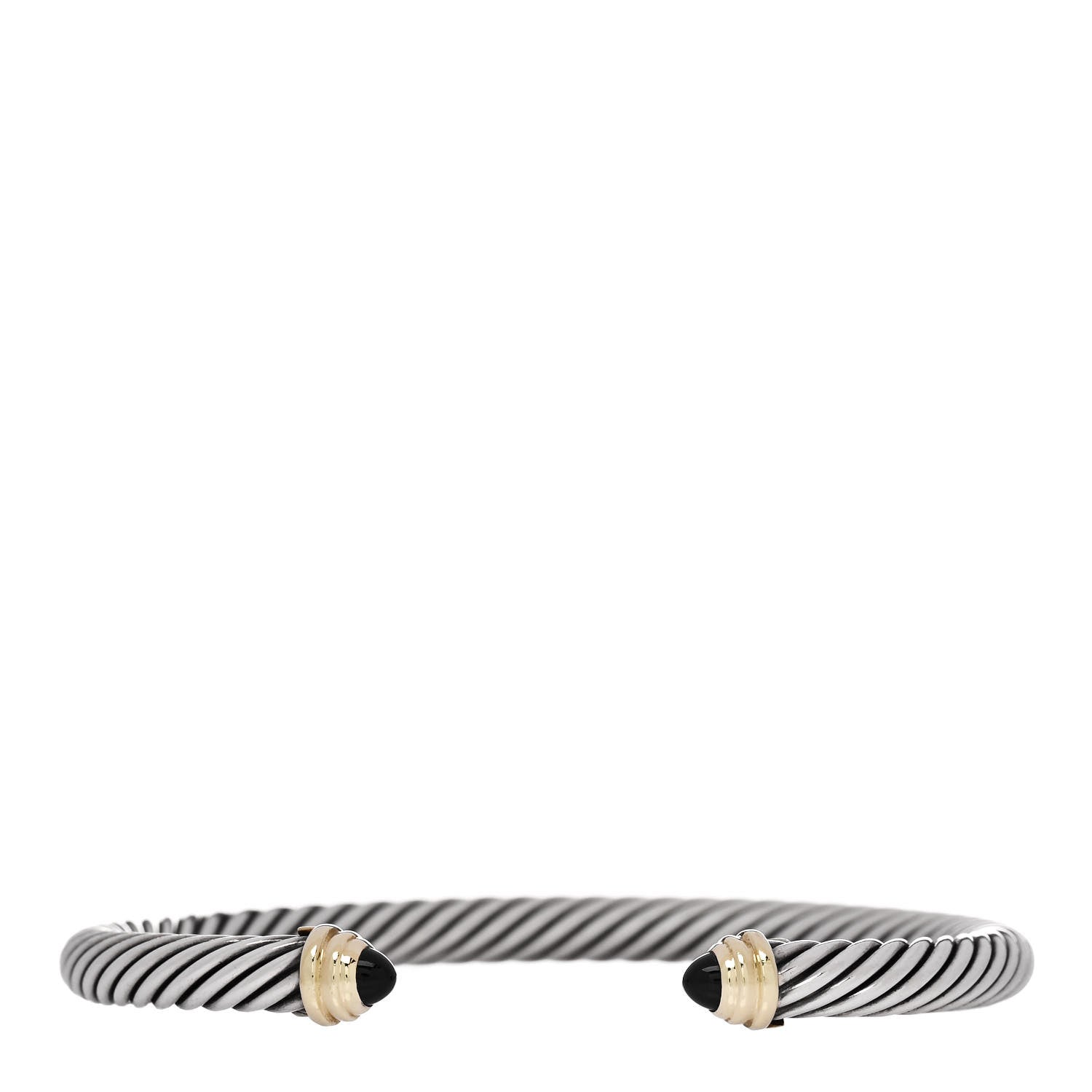 David Yurman Sterling Silver 14K Yellow Gold Black Onyx 5mm Cable Classics Petite Color Bracelet 1 of 3
