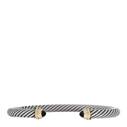 David Yurman Sterling Silver 14K Yellow Gold Black Onyx 5mm Cable Classics Petite Color Bracelet 1 of 3
