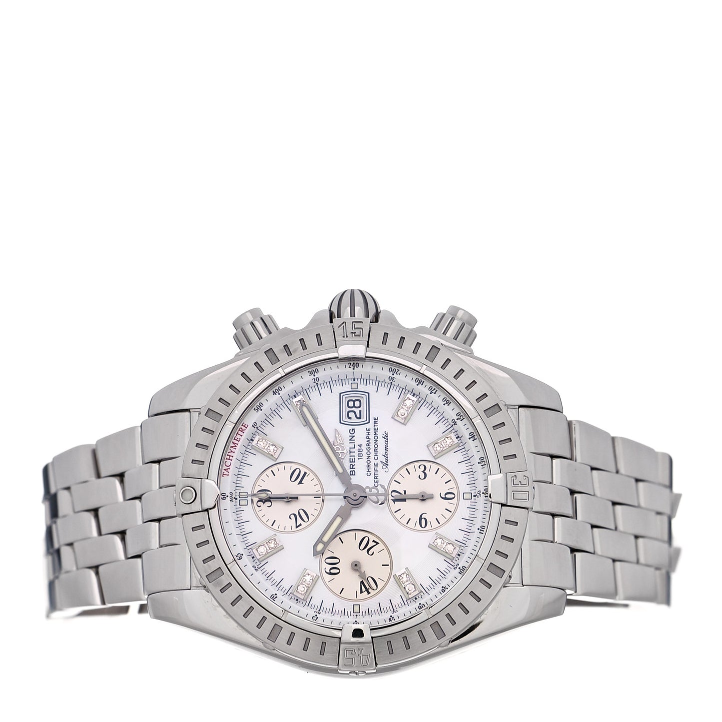 Stainless Steel Diamond Mother of Pearl 44mm Chronomat Automatic Watch A13356