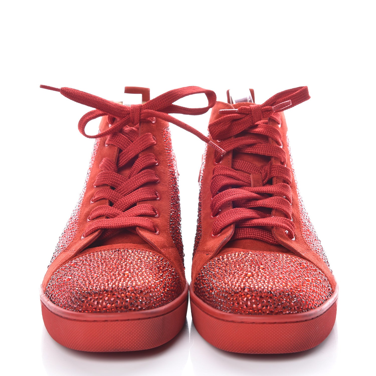 Christian Louboutin Veau Velours Strass Mens Louis Flat Sneakers 41 Red 2 of 18
