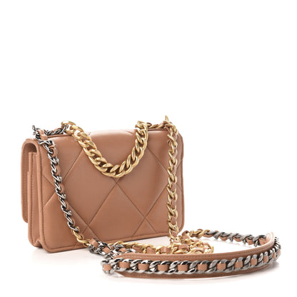 Chanel Lambskin Quilted 19 Wallet On Chain WOC Brown 3 of 13