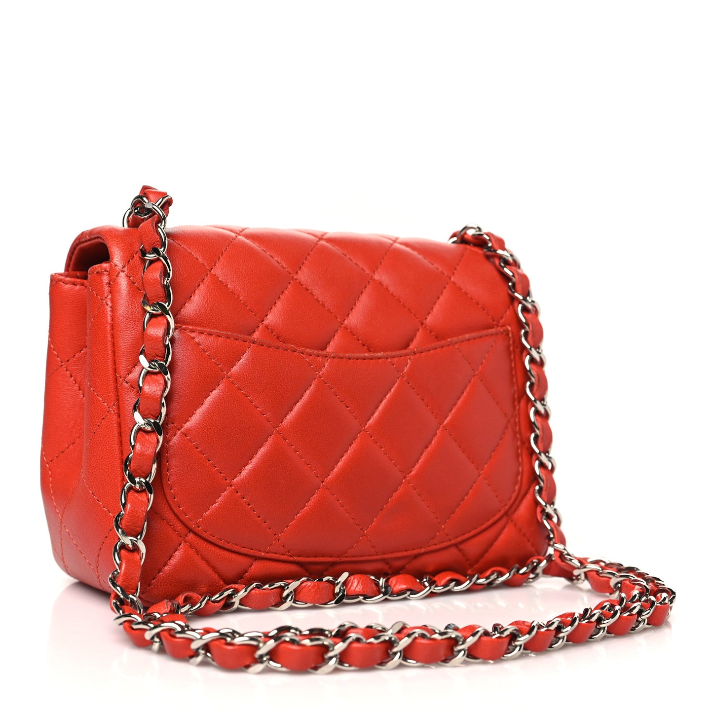 Lambskin Quilted Mini Square Flap Orange