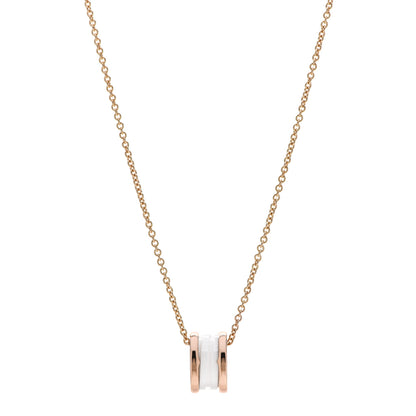 Bulgari 18K Rose Gold White Ceramic B.Zero1 Pendant Necklace 1 of 6