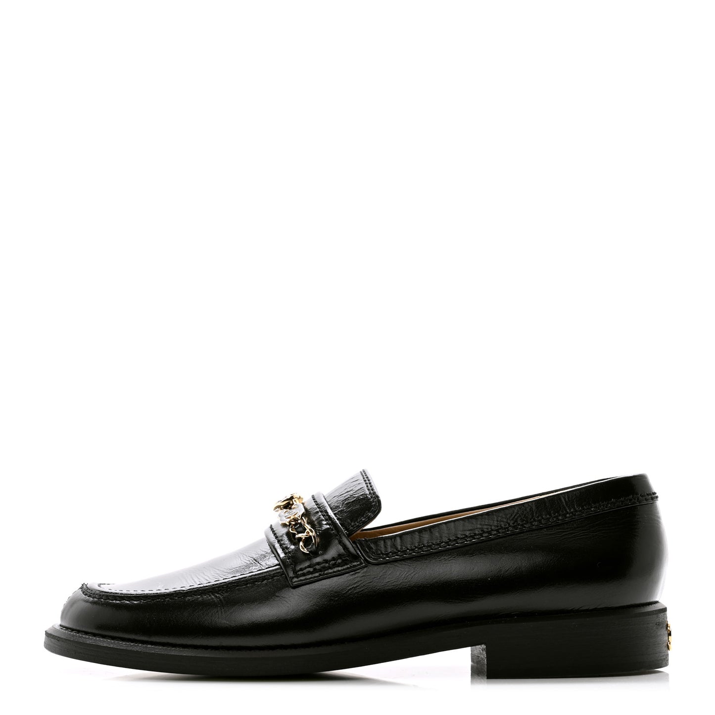 Calfskin Enamel Charms Mocassin Loafers 41 Black