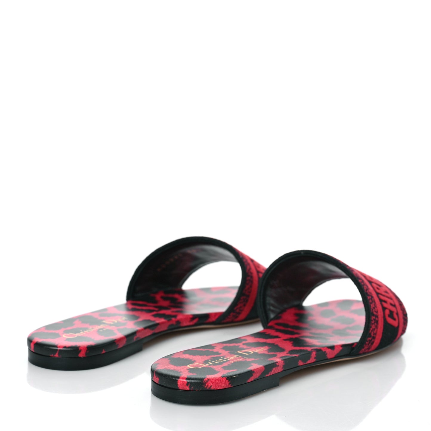 Canvas Pop Heart I Love Paris Embroidered Dway Flat Slide Sandals 38.5 Deep Blue Red