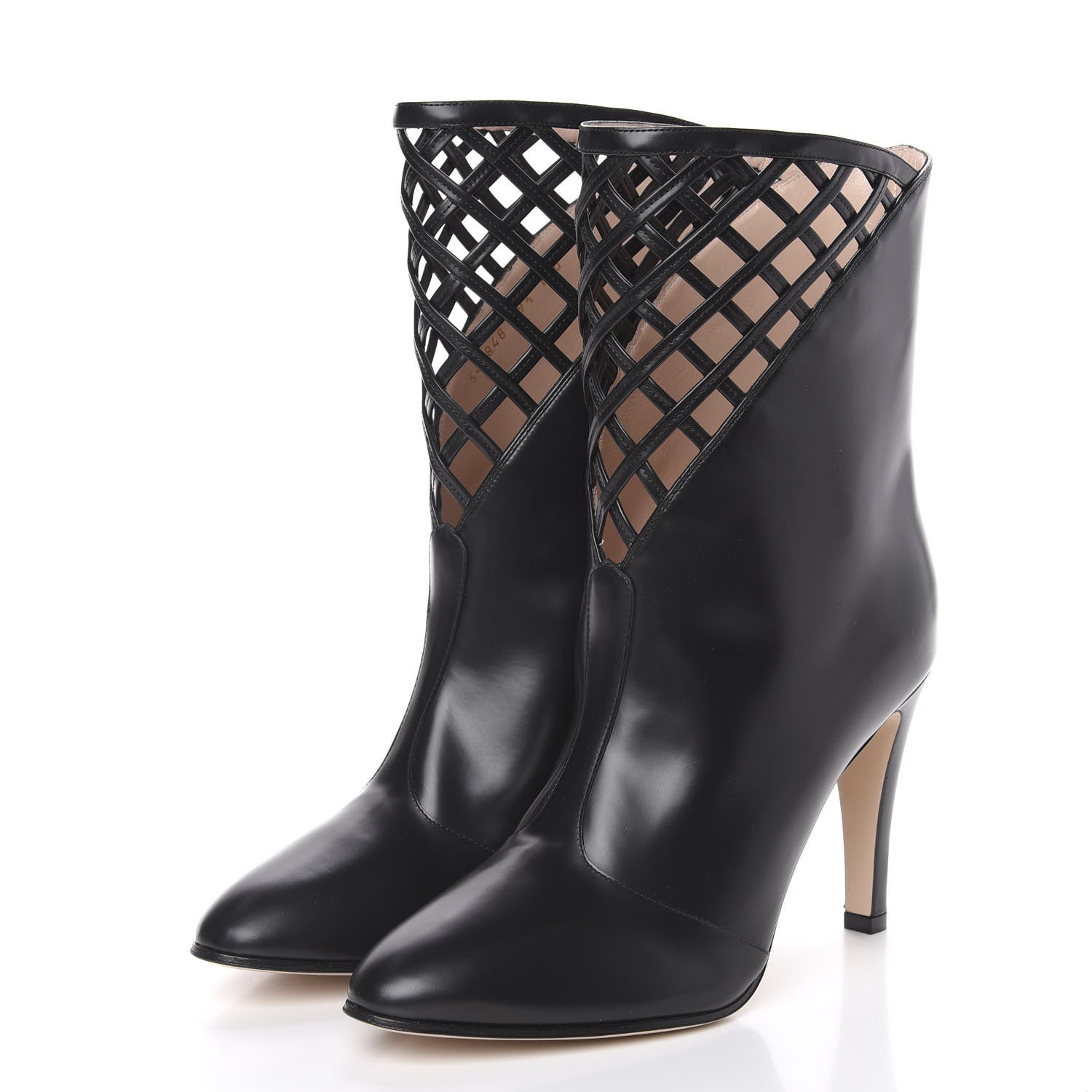 Gucci Plume Calfskin Damir Lattice Cutout Boots 39.5 Black 3 of 9