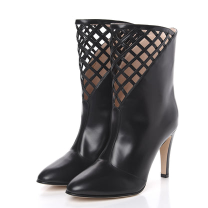Gucci Plume Calfskin Damir Lattice Cutout Boots 39.5 Black 3 of 9