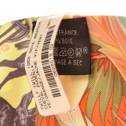 Hermes Silk Cheval Phoenix Twilly Orange Jaune Vif Vert 4 of 5