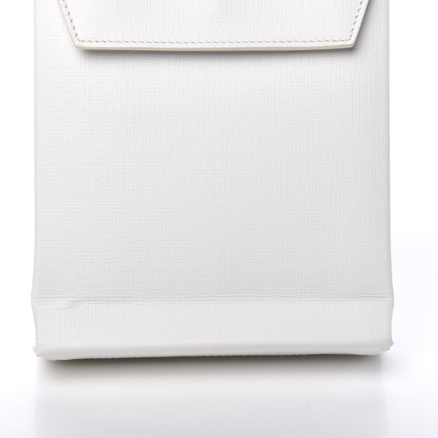 Squared Calfskin Logo Shopping Envelope Clutch White