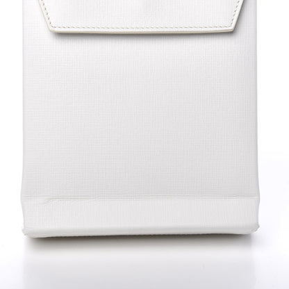 Balenciaga Squared Calfskin Logo Shopping Envelope Clutch White 8 of 10