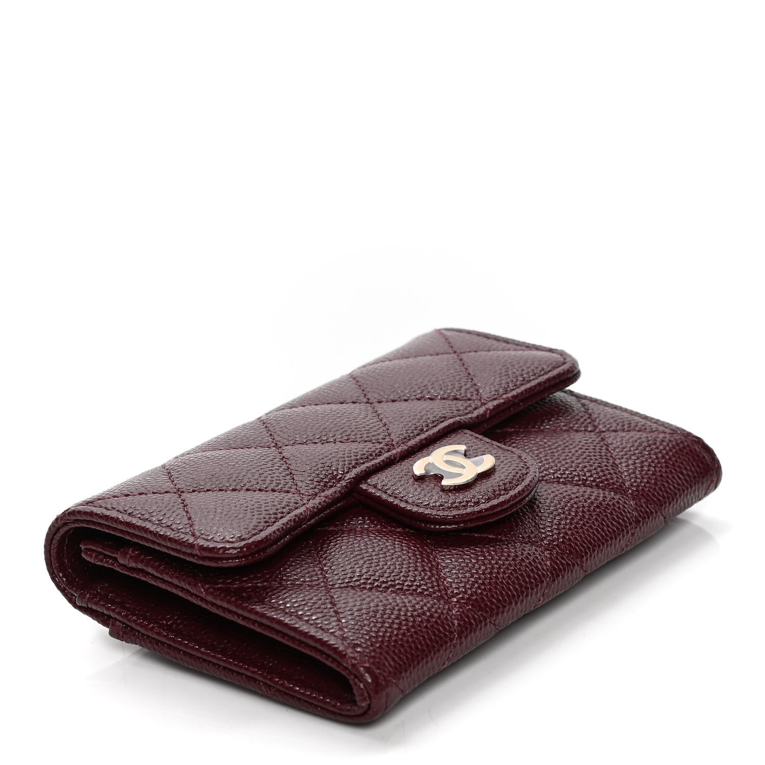 Chanel Caviar Quilted Flap Card Holder Wallet Burgundy 3 of 6