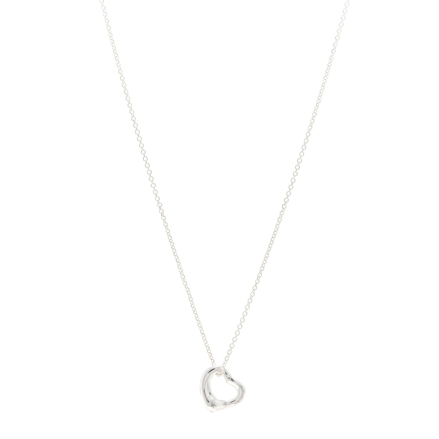 Sterling Silver 11mm Elsa Peretti Open Heart Pendant Necklace