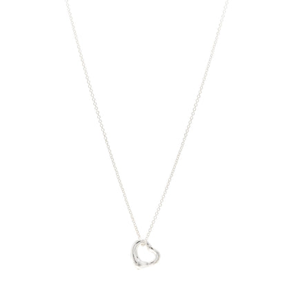 Tiffany Sterling Silver 11mm Elsa Peretti Open Heart Pendant Necklace 1 of 4