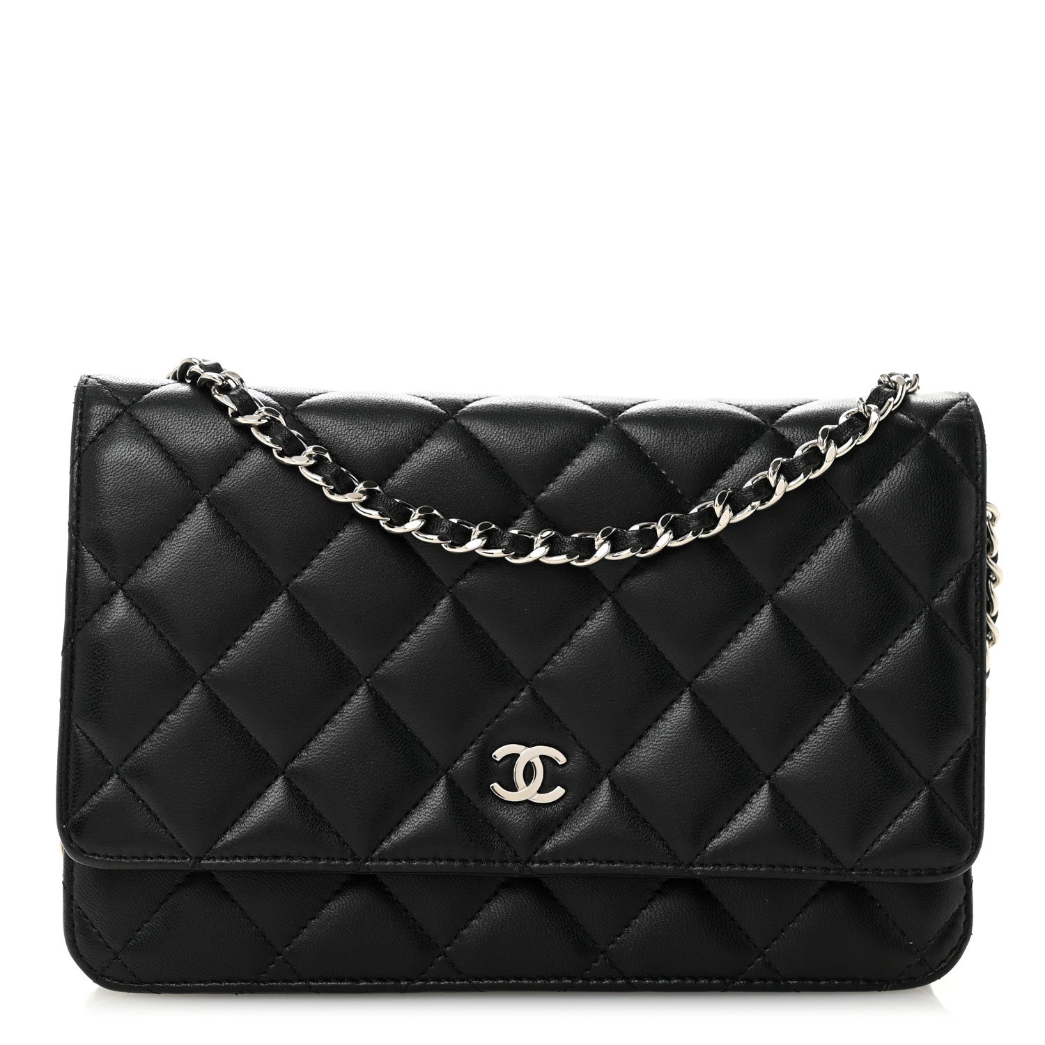 Chanel Lambskin Quilted Wallet On Chain WOC Black 1 of 11