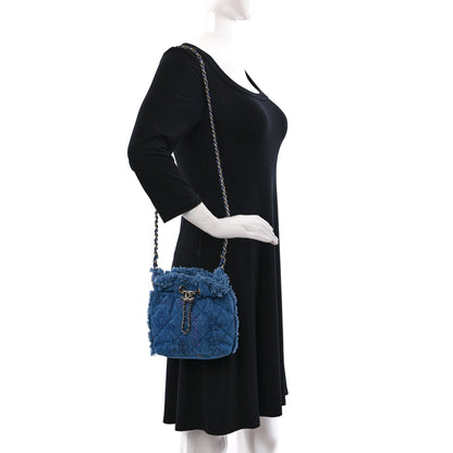 Chanel Denim Quilted Small Mood Bucket With Chain Blue Multicolor 2 of 9