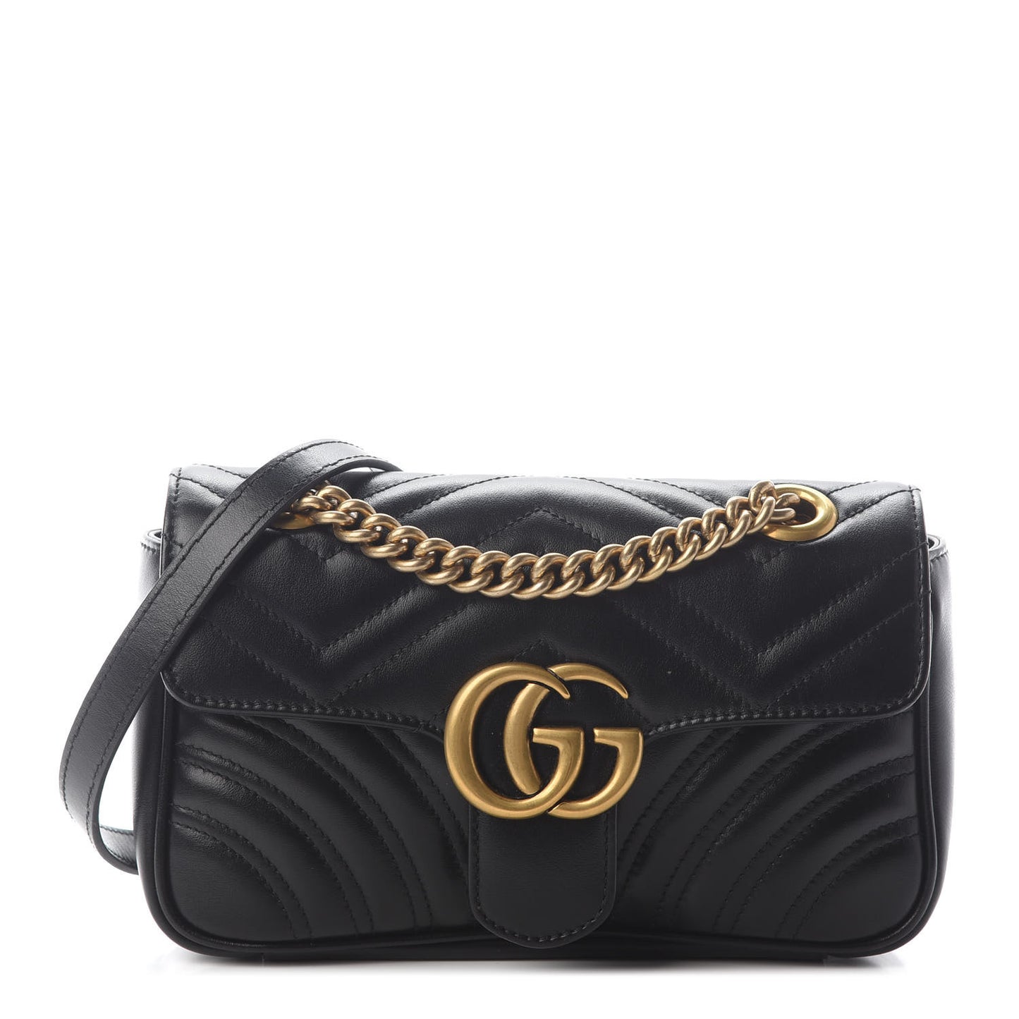 Calfskin Matelasse Mini GG Marmont Shoulder Bag Black