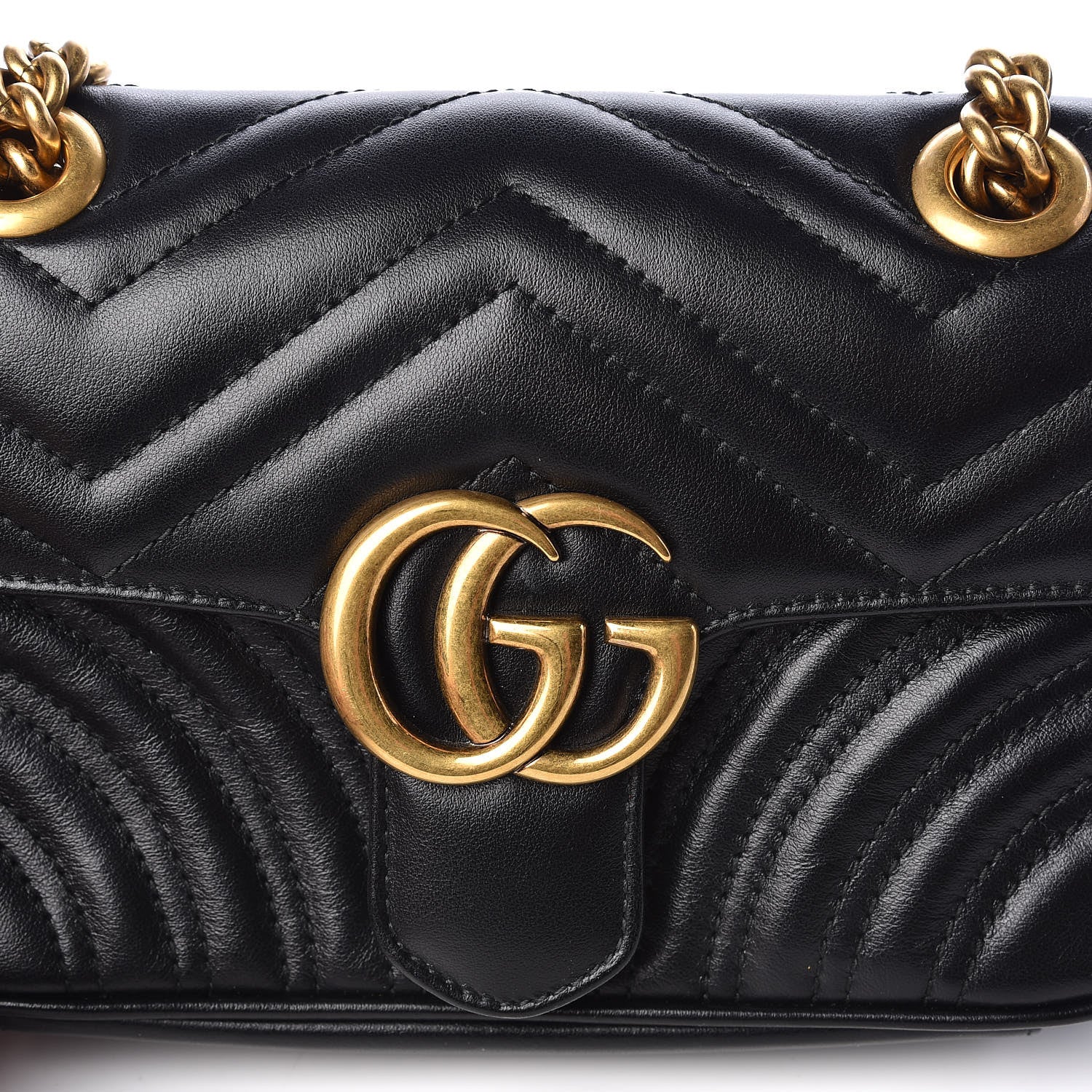 Gucci Calfskin Matelasse Mini GG Marmont Shoulder Bag Black 9 of 10
