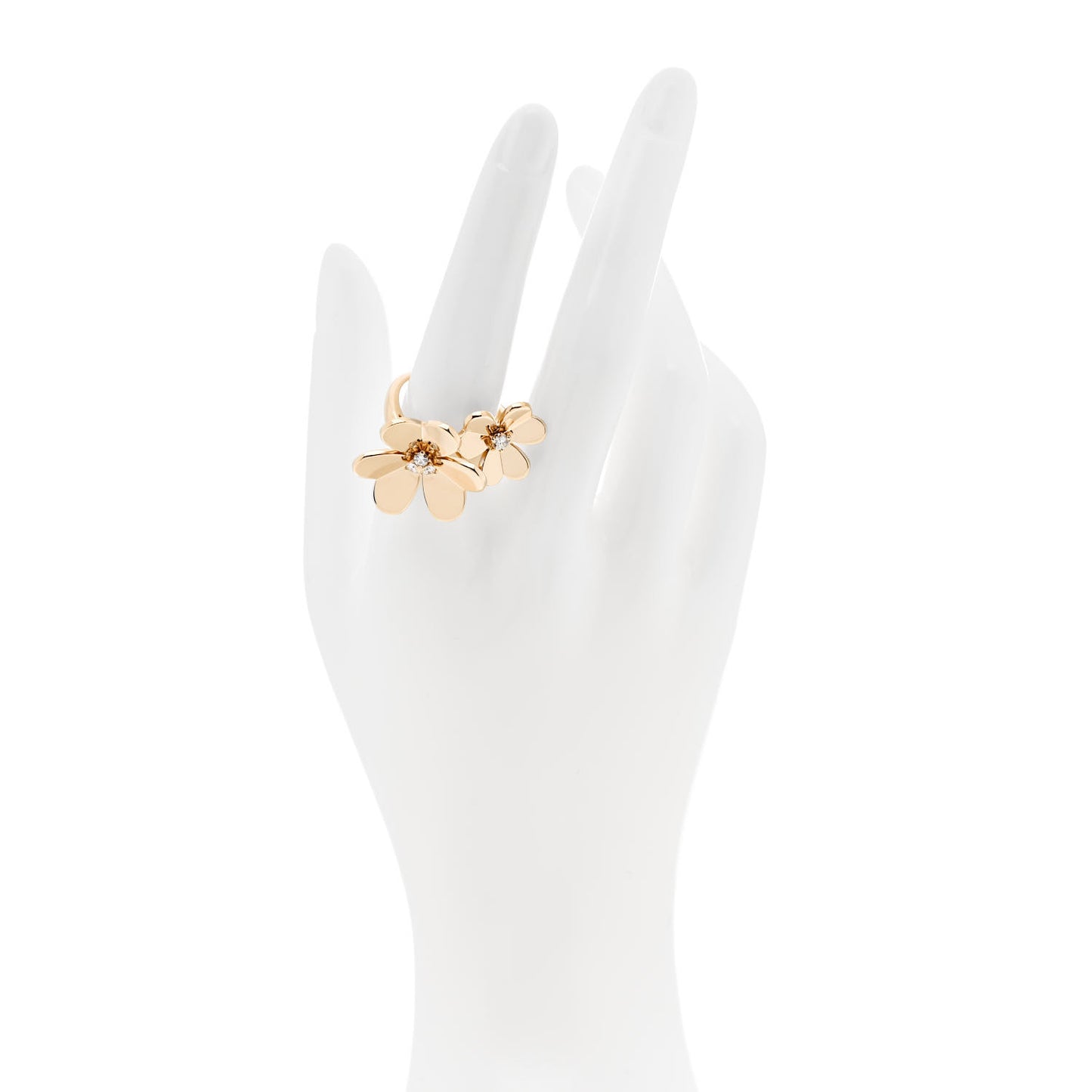 18K Yellow Gold Diamond Frivole Between The Finger Ring 56 7.5