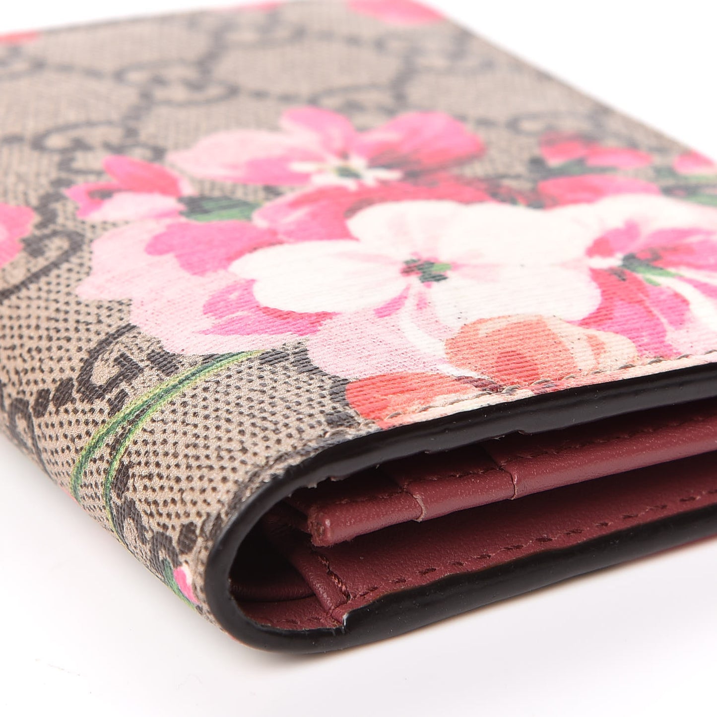 GG Supreme Monogram Blooms Card Case Beige Multicolor Dry Rose