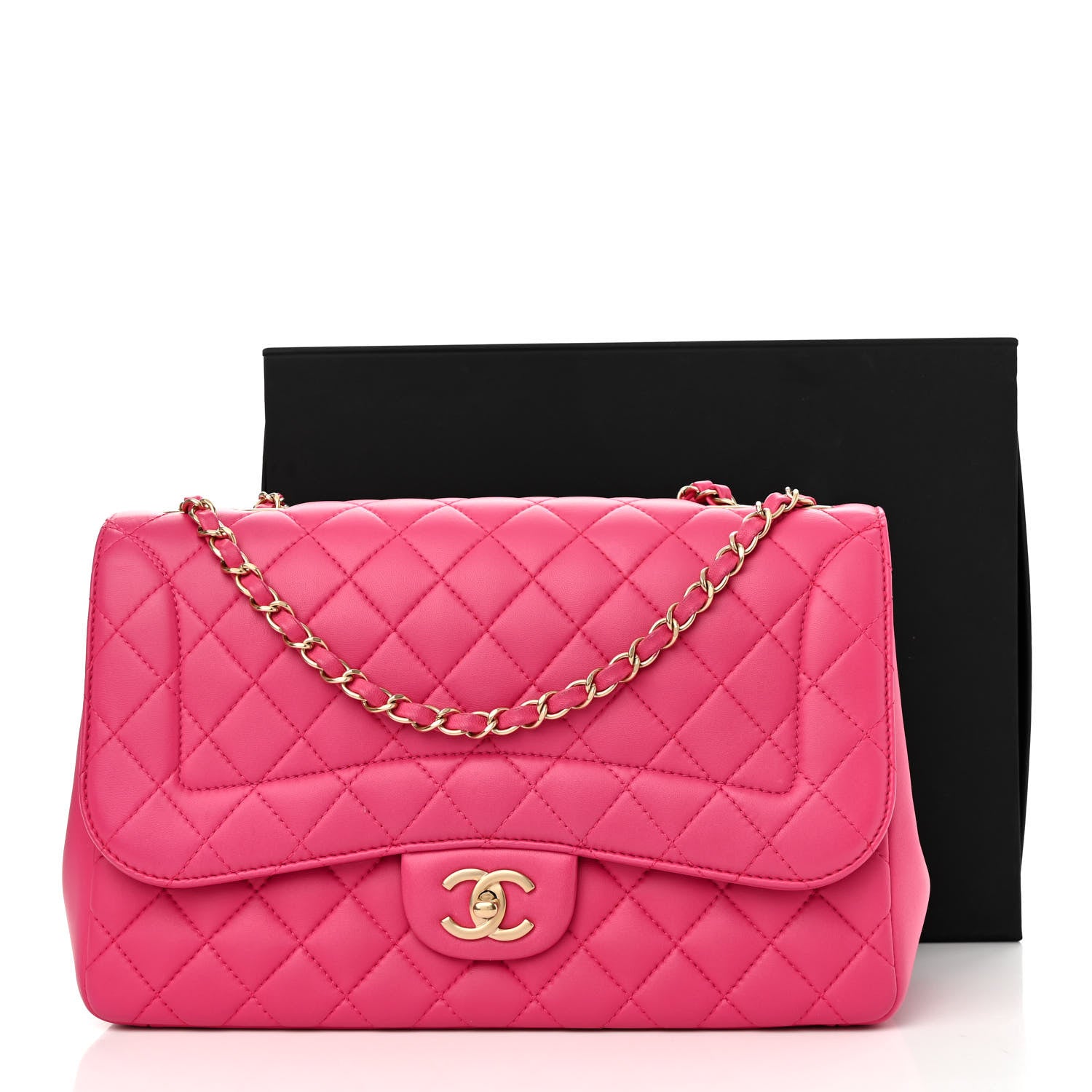 Chanel Lambskin Quilted Jumbo Mademoiselle Chic Flap Fuchsia 11 of 11