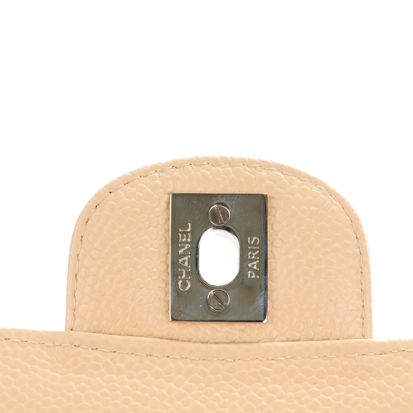 Caviar Quilted Medium Double Flap Beige Clair
