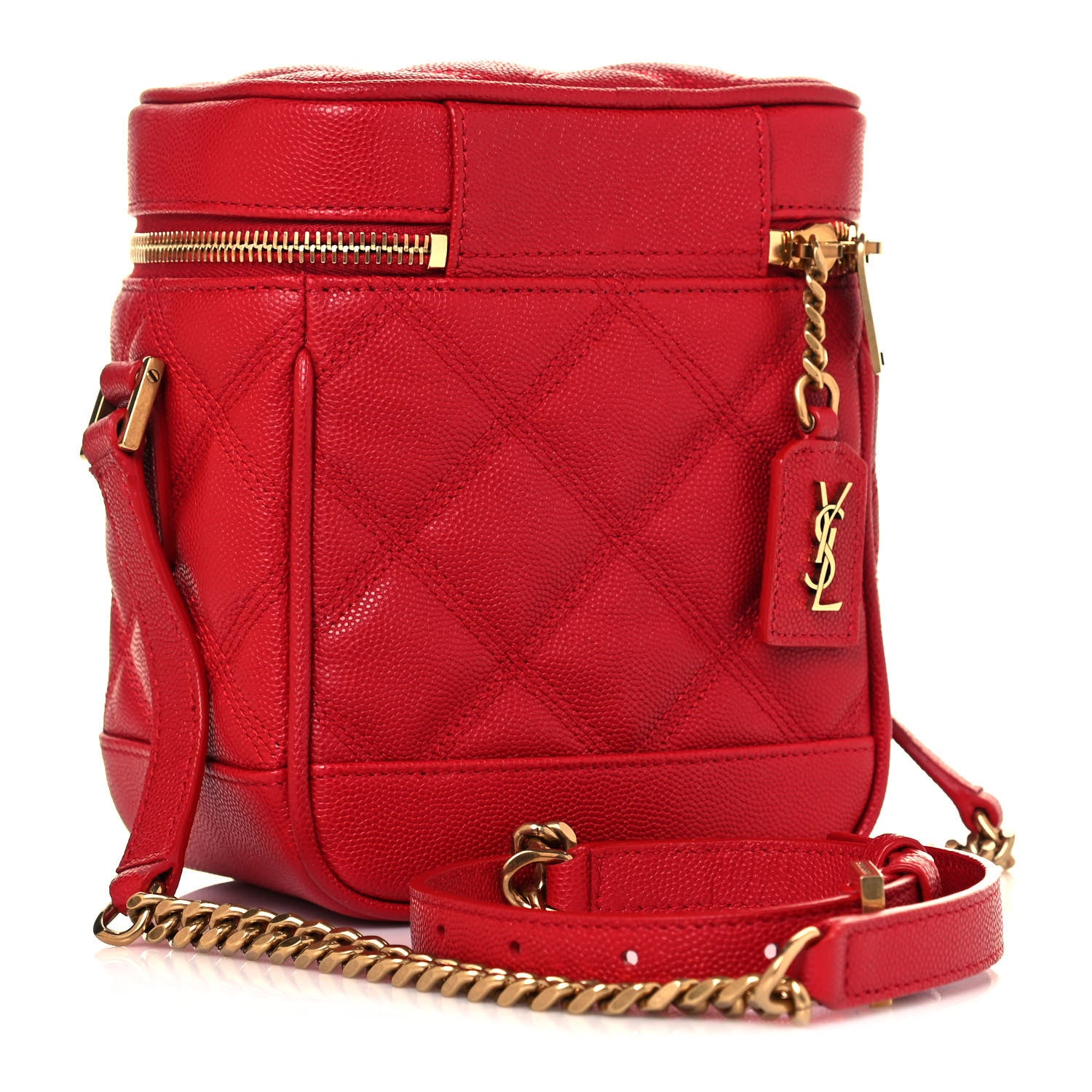 Saint Laurent Grain de Poudre Quilted 80's Vanity Bag Red 3 of 12