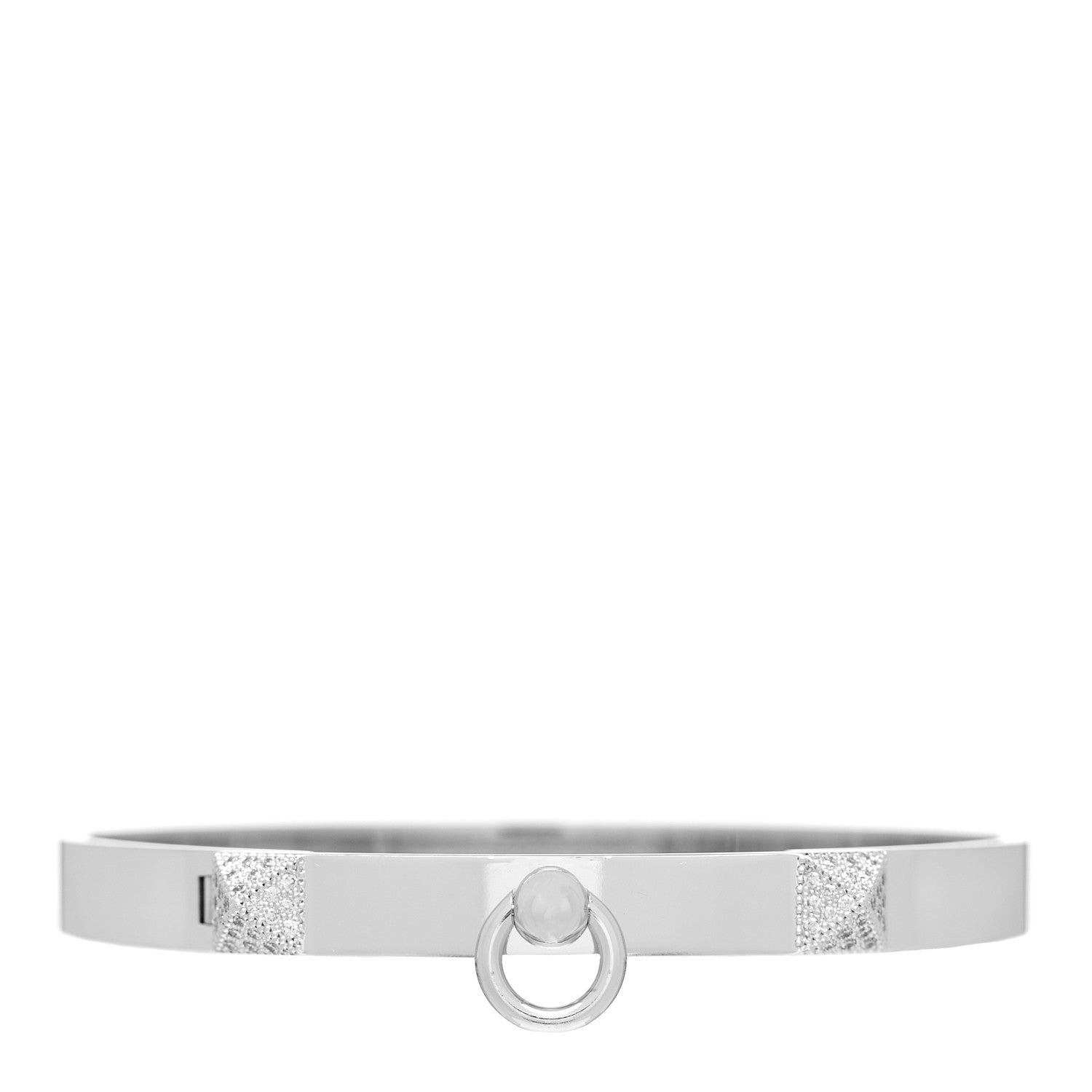Hermes 18K White Gold Diamond PM Collier De Chien Bracelet SH 1 of 4