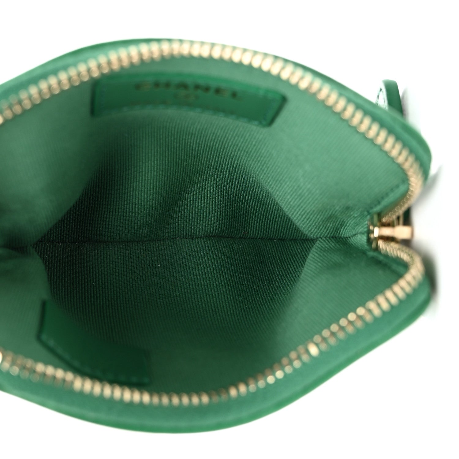 Chanel Lambskin Quilted Chanel 19 Zip Card Holder Wallet Green 5 of 8