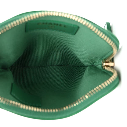 Chanel Lambskin Quilted Chanel 19 Zip Card Holder Wallet Green 5 of 8