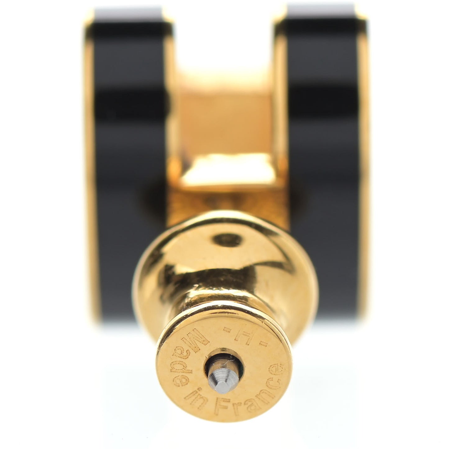 Gold Lacquered Pop H Earrings Black