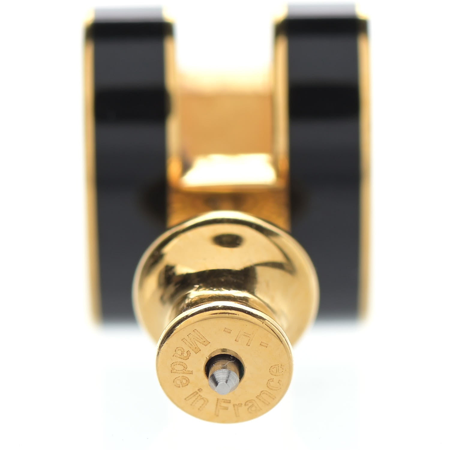 Hermes Gold Lacquered Pop H Earrings Black 4 of 6
