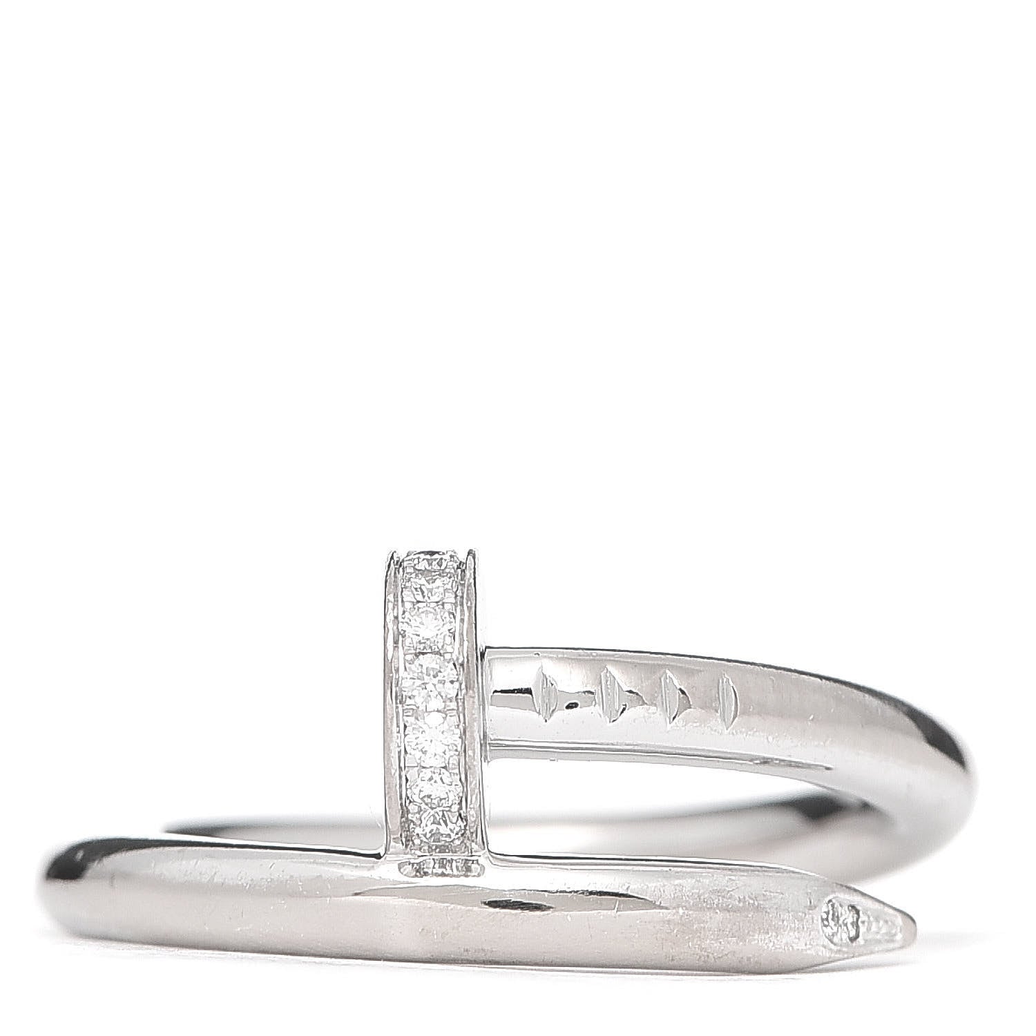 Cartier 18K White Gold Diamond Juste Un Clou Ring 54 6.75 1 of 5