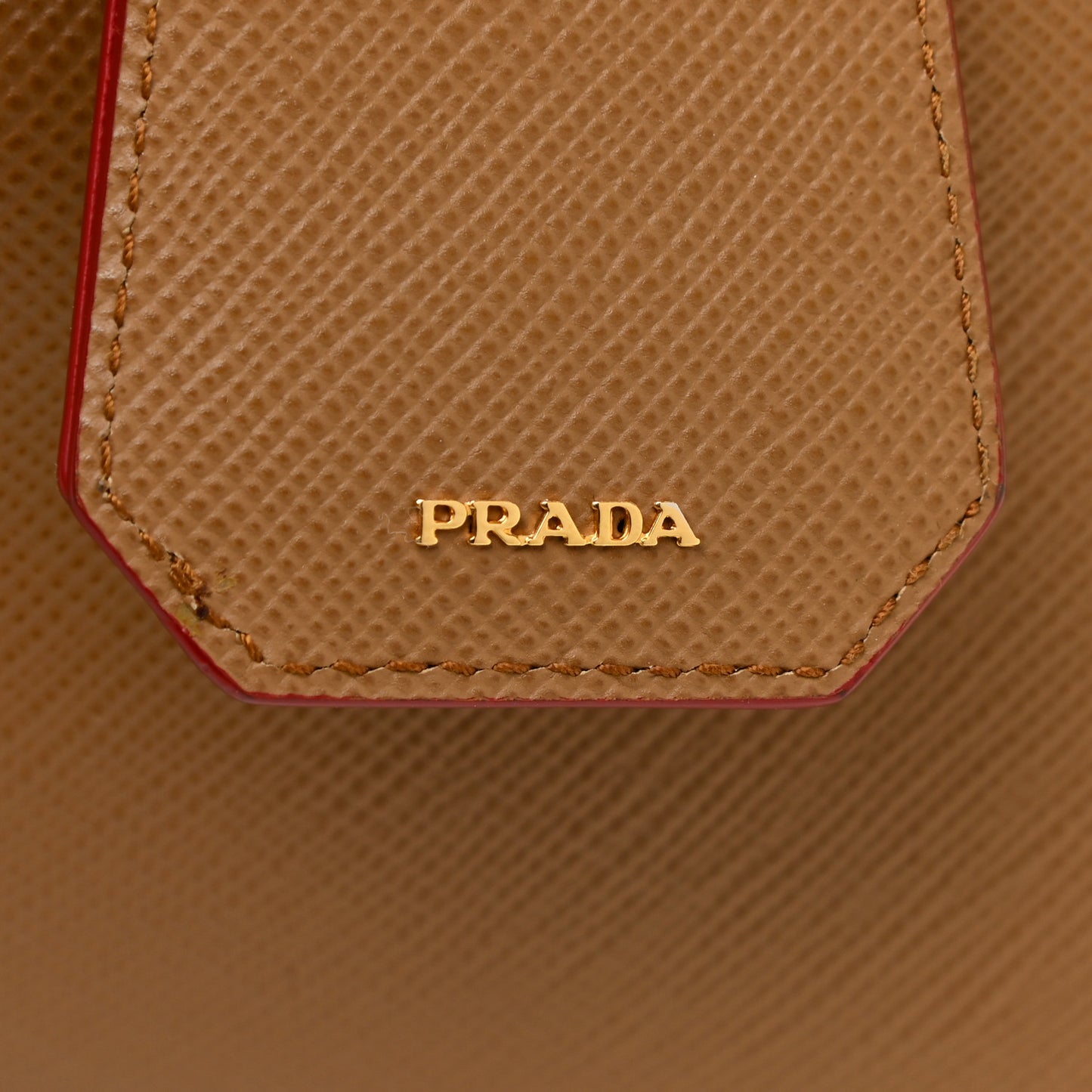 Saffiano Cuir Large Double Bag Caramel Fuoco