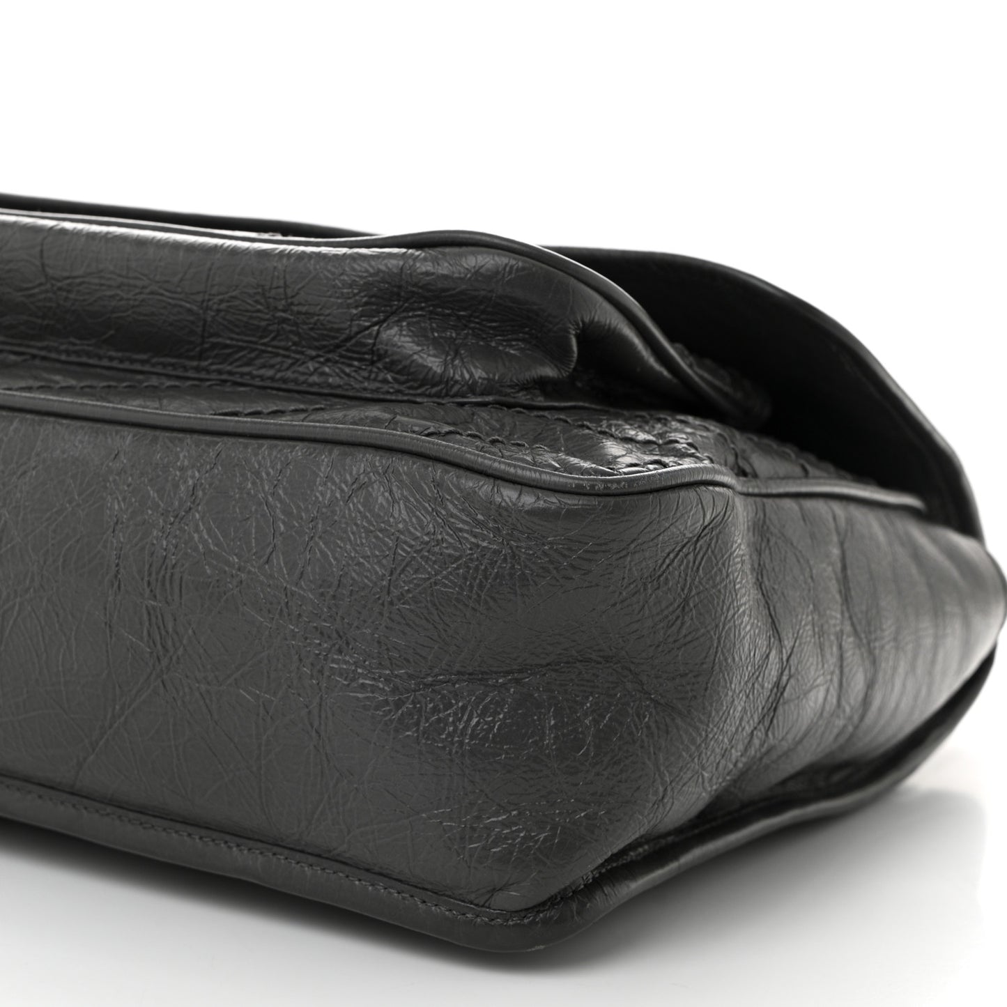 Crinkled Calfskin Matelasse Monogram Large Niki Chain Satchel Storm
